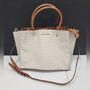 Michael Kors Signature Arielle Satchel Bag Vanilla Brown